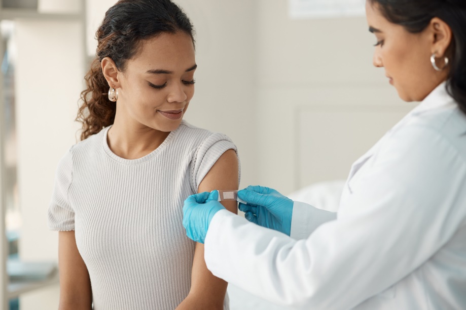Woman getting vaccinated